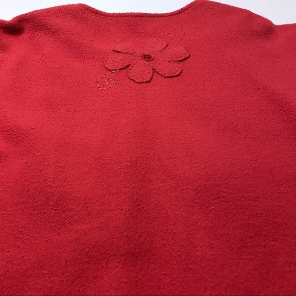Vintage Red Floral Felted Appliqué Blazer Jacket  Sz 12 Beaded - Picture 10 of 13